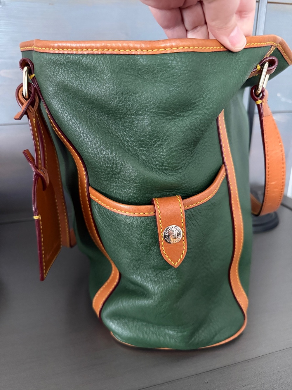 Dooney & Bourke Green Leather Satchel - Picture 9 of 11